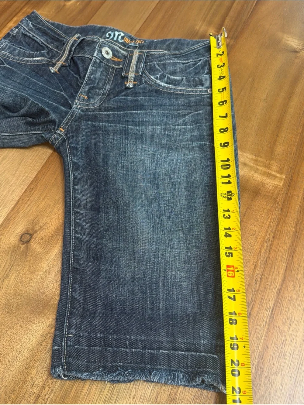 Miss Me Bermuda Shorts Women 28 Blue Denim 28 Raw Hem Distressed Y2K Jhorts